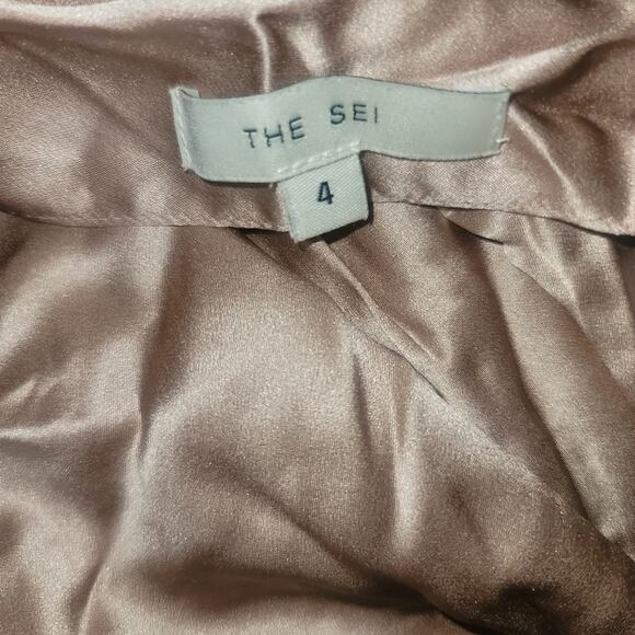 The Sei Cowl Neck Ruched Mini Dress in Rose Gold NWOT Size 4 - Picture 3 of 4